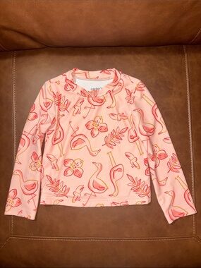 Carter's Pink Flamingo & Floral Long-Sleeve Swim Rashguard Girl Size 2T